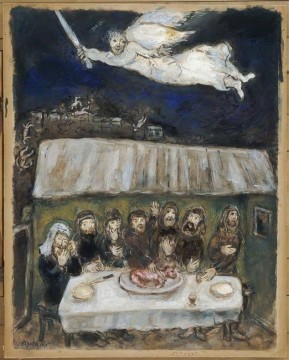 イスラエル人は過ぎ越しの子羊を食べる 現代のマルク・シャガール Oil Paintings
